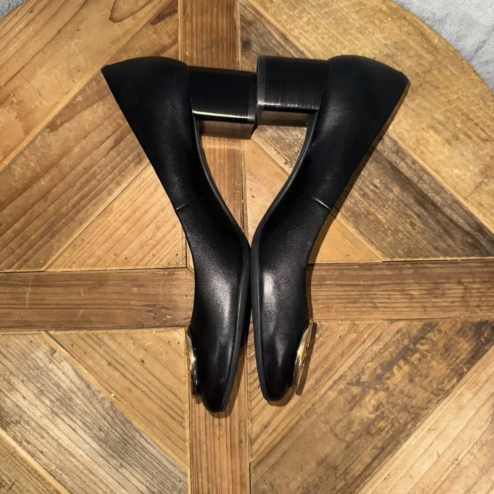 Tory Burch Chelsea 50mm Black Pumps SZ 9.5 Block Heel Clean Girl Professional